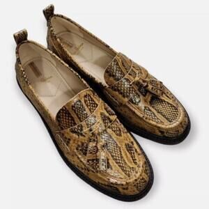 Sam Edelman Tan Snake Pattern Loafers